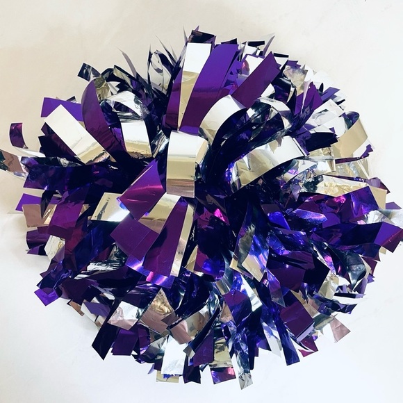 Cheerleading Pom Pom Set, Purple and Silver - Picture 4 of 7
